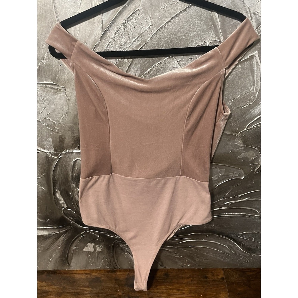 Light Pink Velvet Bodysuit Boho Glam Chic Party Top -Free Press -Size L -New - Picture 4 of 16